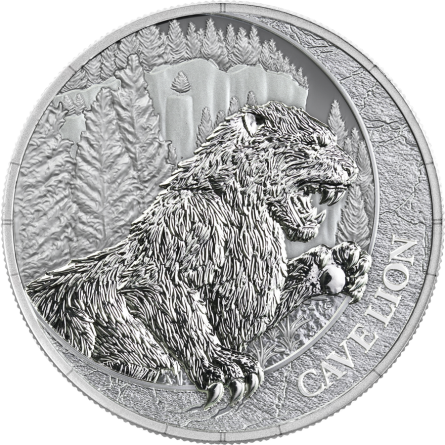 Срібна монета Germania Mint Megafauna: Cave Lion BU, 1 унція - реверс