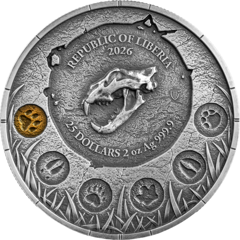 Silbermünze Germania Mint Megafauna: Höhlenlöwe 2026 UHR, 2 Unzen – Vorderseite Silbermünze Germania Mint Megafauna: Höhlenlöwe 2026 UHR, 2 Unzen – Vorderseite