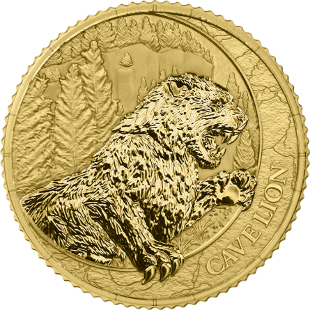 Złota Moneta Germania Mint Megafauna: Cave Lion 2026, 1/10 uncji - rewers