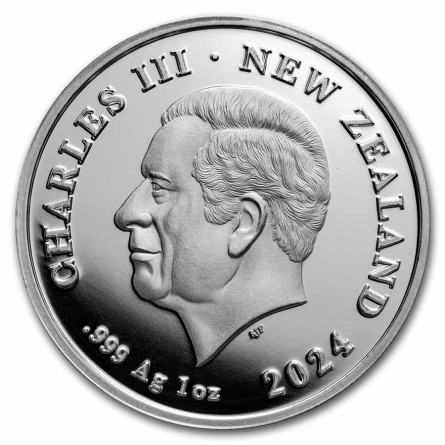 Silver Coin Dwelling Taniwha: Cave 2024, 1 ounce - obverse Silver Coin Dwelling Taniwha: Cave 2024, 1 ounce - obverse