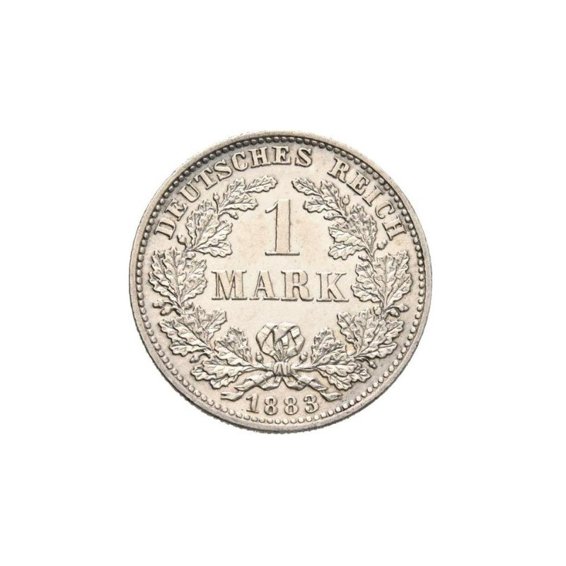 Срібна монета Німецька імперія, 1 марка 1873–1887, 5,55 грама — аверс Срібна монета Німецька імперія, 1 марка 1873–1887, 5,55 грама — аверс