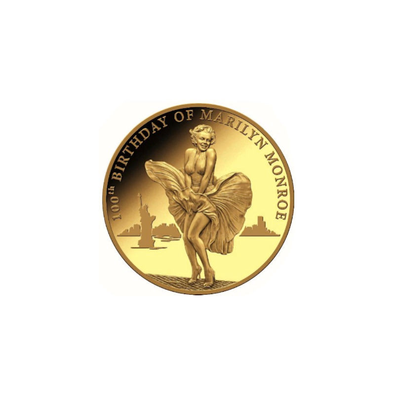 Złota Moneta Rocznica 100-tnych urodziny Marilyn Monroe 2026, 0,5 gr - rewers