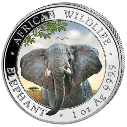 Silbermünze Somalischer Elefant 2021, 1 Unze – Rückseite