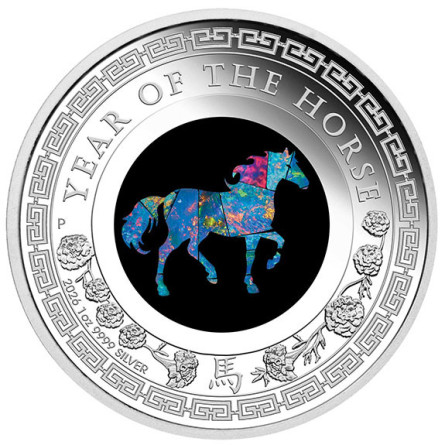 Silbermünze Lunar Opal Year of the Horse 2026, 1 Unze – Rückseite