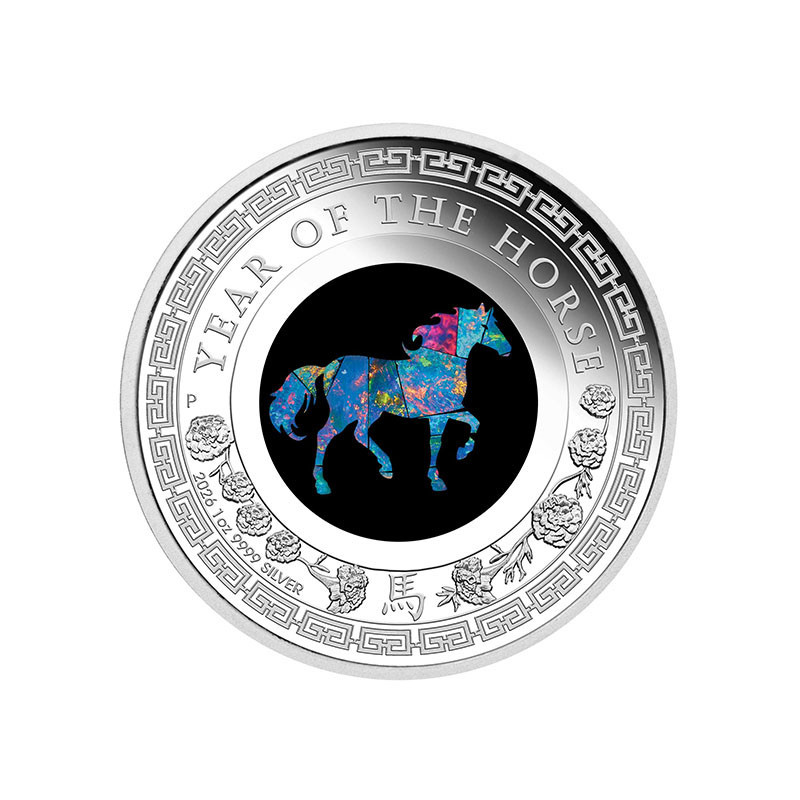 Srebrna Moneta Lunar Opal Year of the Horse 2026, 1 uncja - rewers