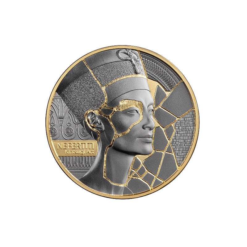 Silbermünze Kintsugi Art Nefertiti 2026, 2 Unzen – Rückseite Silbermünze Kintsugi Art Nefertiti 2026, 2 Unzen – Rückseite