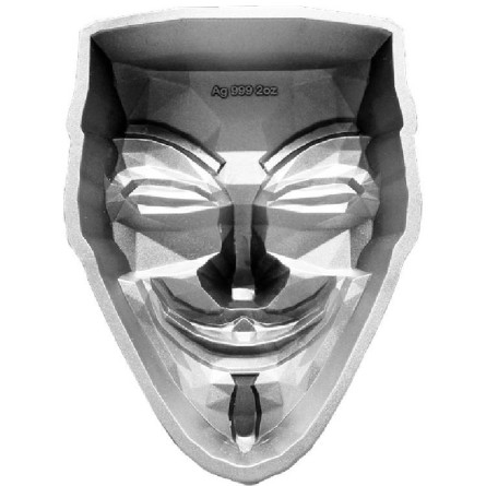 Silver Rebel Mask coin, 2 ounces - front