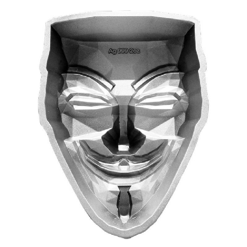 Silver Rebel Mask coin, 2 ounces - back