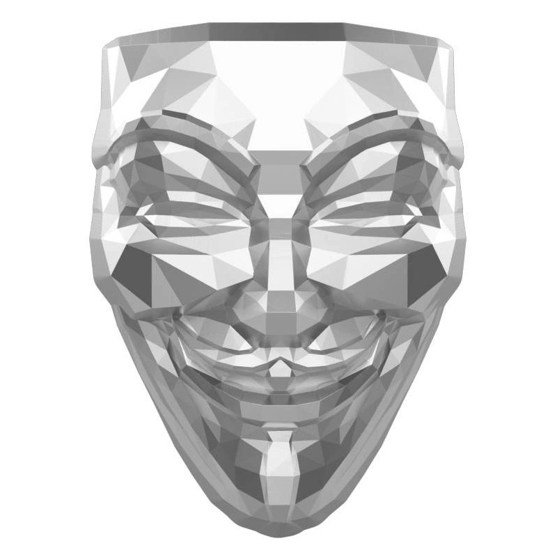 Silver Rebel Mask coin, 2 ounces - front