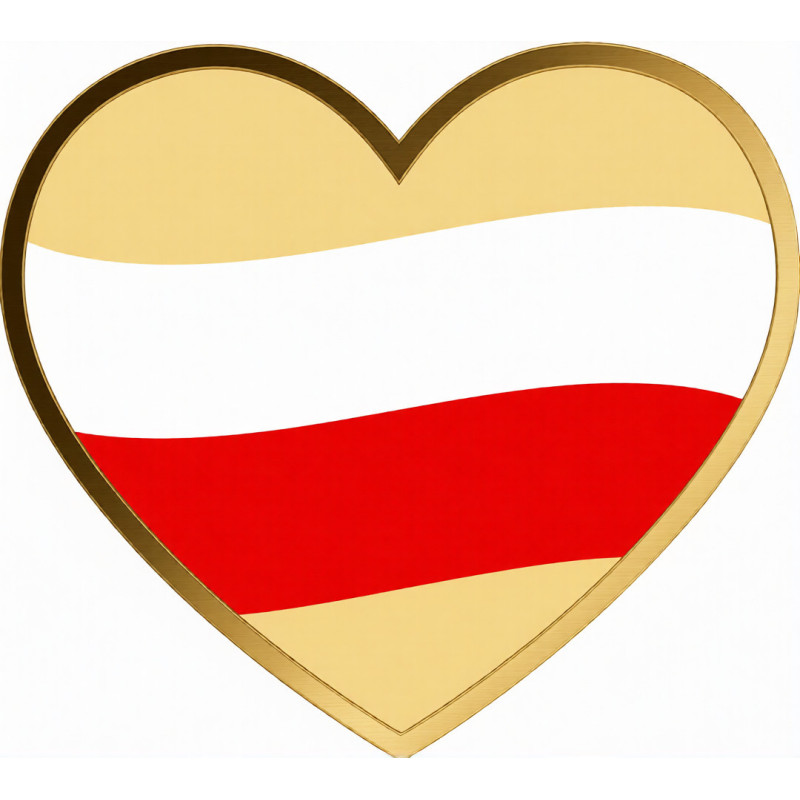 Золота монета Чад, Серце прапора Польщі, 1/1000 унції, лицьова сторона