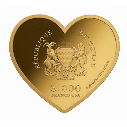 Złota Moneta Czad, Serce flaga Polski, 1/1000 uncji front