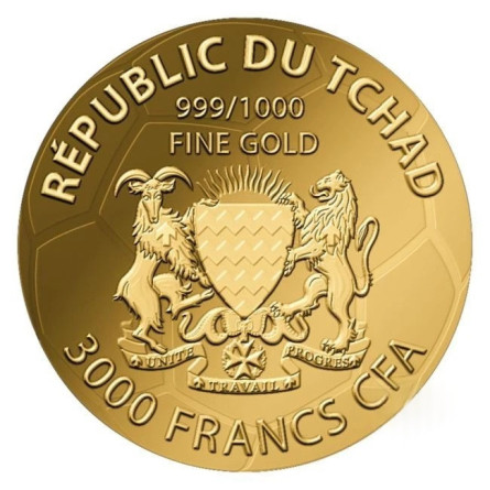 Gold Coin Chad, Polish flag ball, 1/1000 ounce front