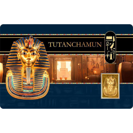 Złota Sztabka Tutenchamon Karta 1/1000 uncji front