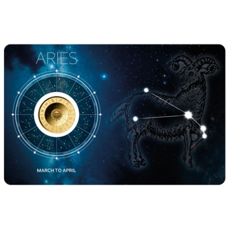 Moneta Znak Zodiaku Baran Karta 1/1000 uncji front