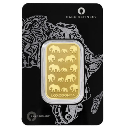 Złota Sztabka Loxodonta Africana  Rand Rafinery QR Code 1 oz