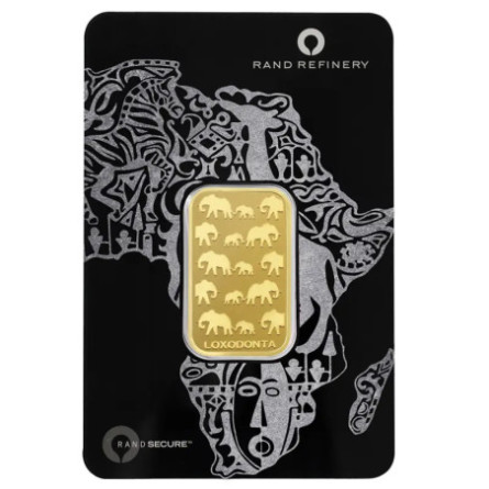 Złota Sztabka Loxodonta Africana Rand Rafinery QR Code 20g
