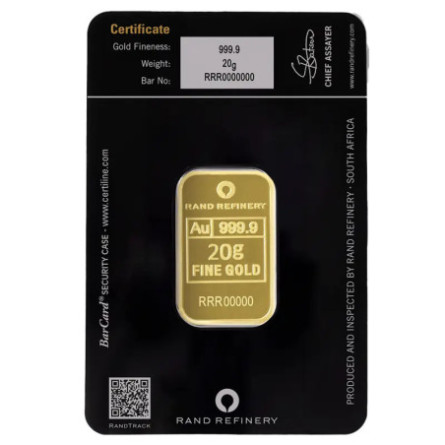Złota Sztabka Loxodonta Africana Rand Rafinery QR Code 20g