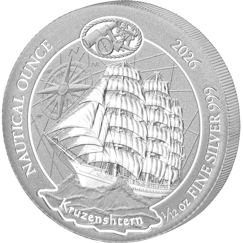 Срібна монета Nautical Ounce: Крузенштерн 2026, 1/12 унції - реверс Срібна монета Nautical Ounce: Крузенштерн 2026, 1/12 унції - реверс