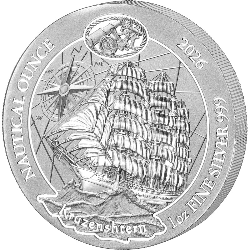 Silver Coin Nautical Ounce: Kruzenshtern 2026 BU, 1 ounce - reverse Silver Coin Nautical Ounce: Kruzenshtern 2026 BU, 1 ounce - reverse
