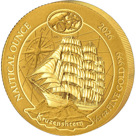 Złota Moneta Nautical Ounce: Kruzenshtern  2026, 1/12 uncji - rewers