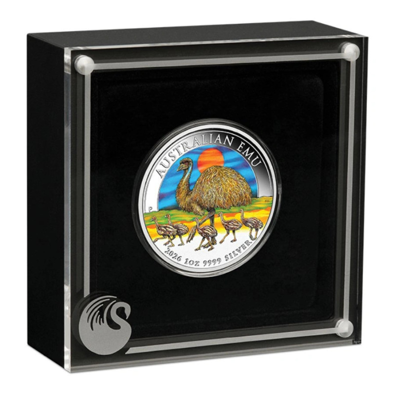 Srebrna Moneta Australian Emu 2026 Color, 1 uncja - box