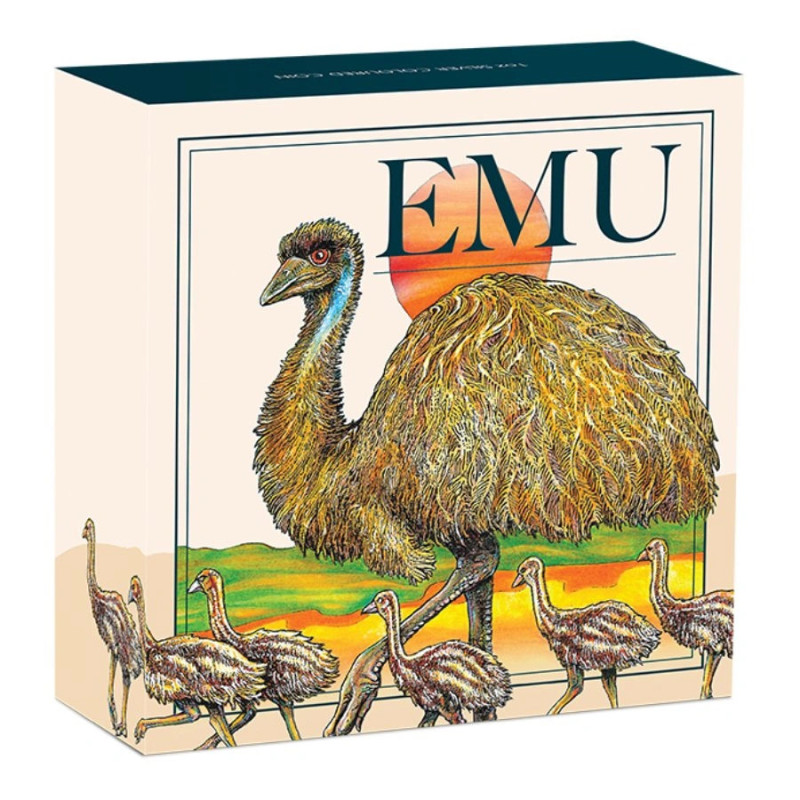 Srebrna Moneta Australian Emu 2026 Color, 1 uncja - box 2