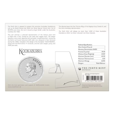 2026 WMF Australian Kookaburra Silver Coin, 1 oz - front