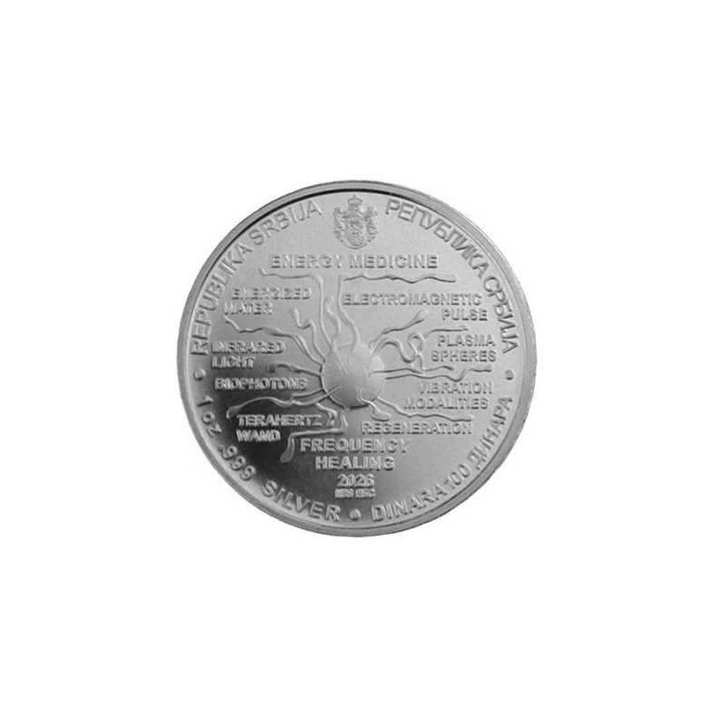 Tesla Energy Medicine Silver Coin, 1 oz back Tesla Energy Medicine Silver Coin, 1 oz back