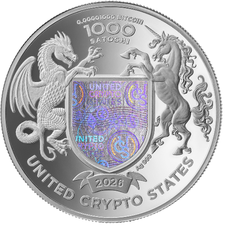 Срібна монета United Crypto States: Britannia 2026. 1 унція - реверс