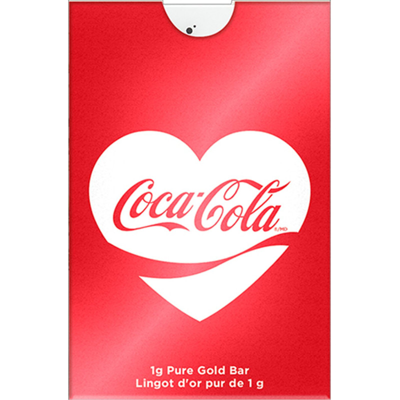 Valentine's Day Coca Cola Gold Bar, 1 gram Valentine's Day Coca Cola Gold Bar, 1 gram