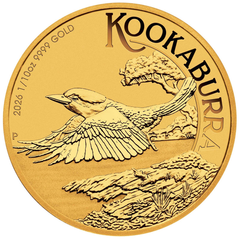 2026 Australian Kookaburra Gold Coin, 1/10 oz - reverse