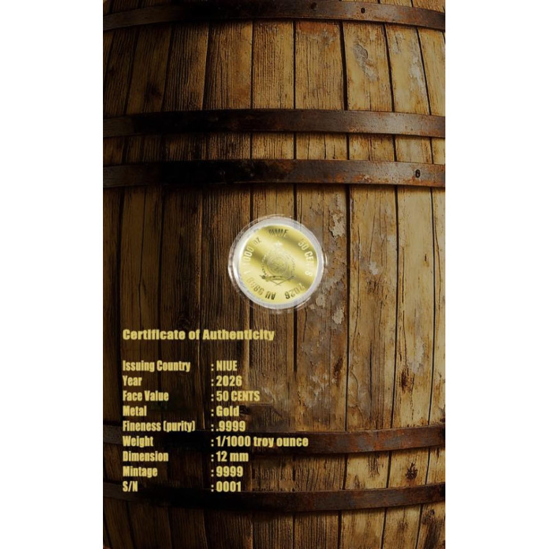 Niue Bourbon Gold Coin 1/1000 oz front Niue Bourbon Gold Coin 1/1000 oz front