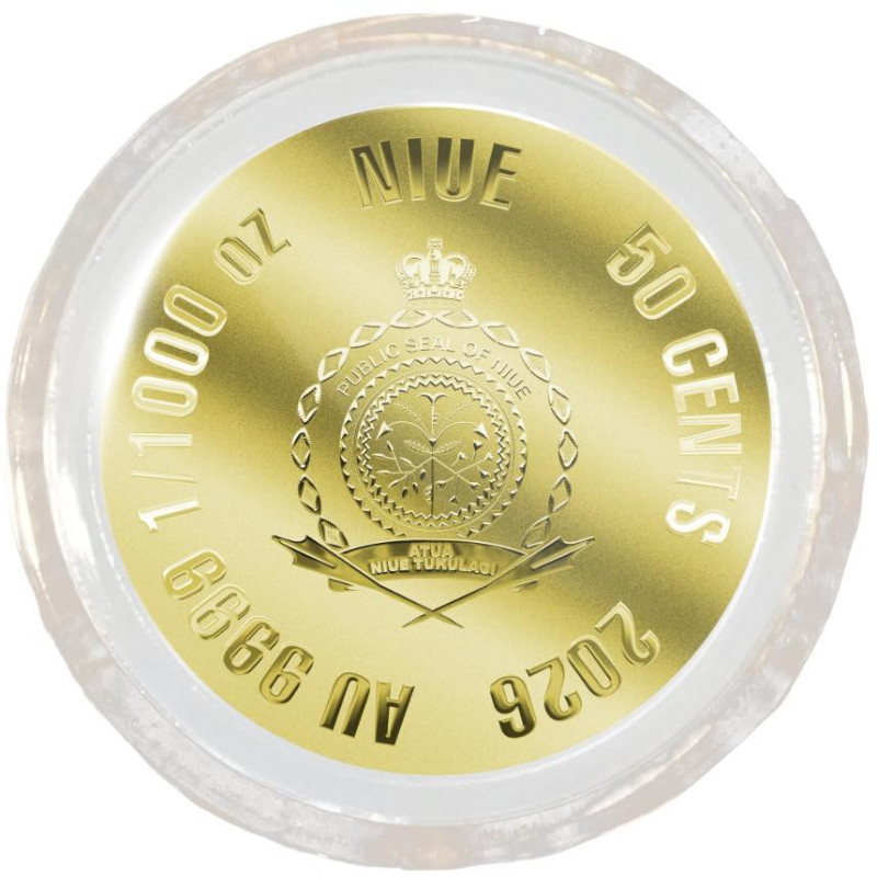 Złota Moneta Niue Bourbon 1/1000 uncji Karta