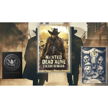 Srebrny Banknot Wanted Dead or Alive 5g all sides