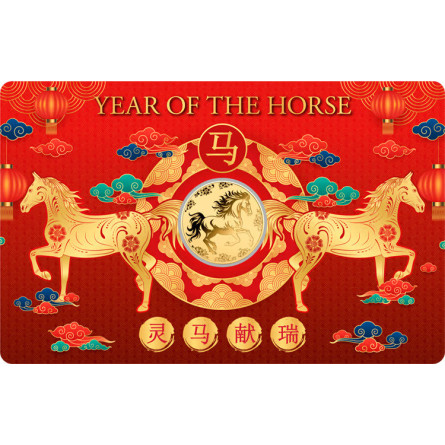 Goldmünze „Year Of The Horse“ 1/1000 Unze Karte Goldmünze „Year Of The Horse“ 1/1000 Unze Karte