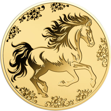 Złota moneta Year Of The Horse 1/1000 uncji karta coin front
