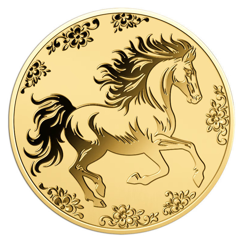 Złota moneta Year Of The Horse 1/1000 uncji karta coin front