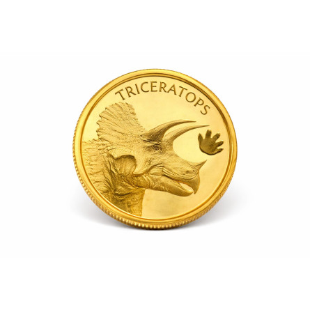 kopia Złota moneta Triceratops 1/1000 uncji karta coin front