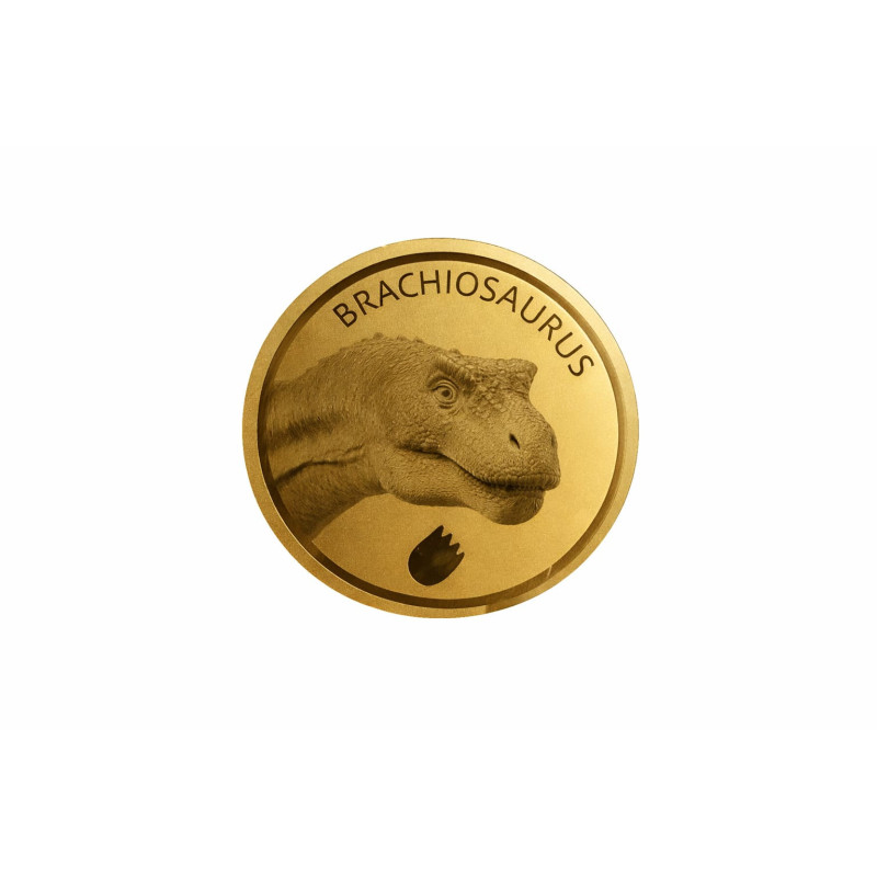 Złota moneta Brachiosaurs 1/1000 uncji karta coin front