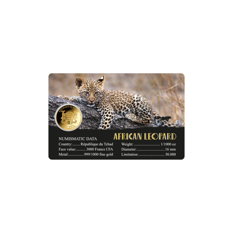 Złota moneta African Leopard 1/1000 uncji karta back