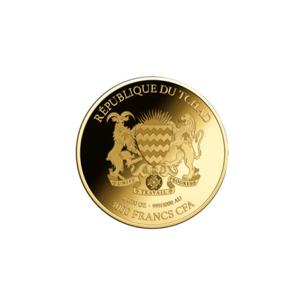 Złota moneta African Leopard 1/1000 uncji karta coin back