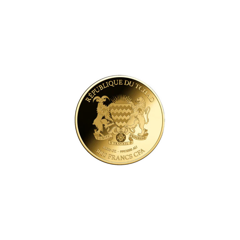 Złota moneta African Leopard 1/1000 uncji karta coin back