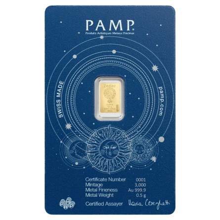 PAMP Zodiacs Gold Bar: Sagittarius 0.5 gram 1