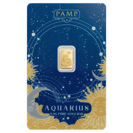 Złota Sztabka PAMP Zodiacs: Aquarius 0,5 grama 1