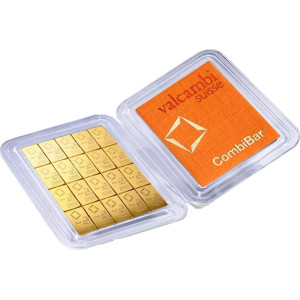 Złota Sztabka Valcambi Combicoin, 20x 1g - front