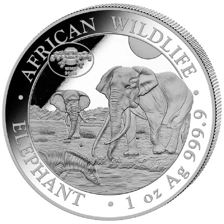 Srebrna Moneta Słoń Somalijski 2026 WMF, 1 uncja - rewers