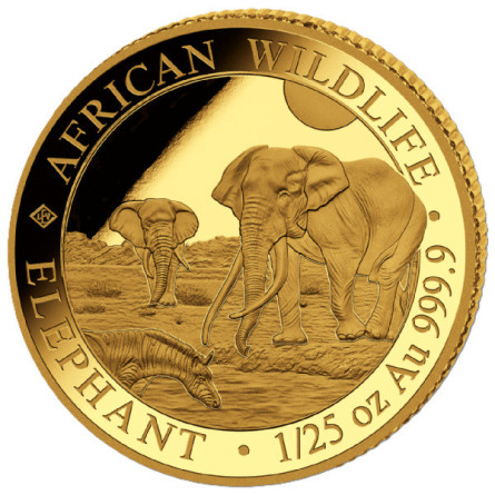 Gold Coin Somali Elephant 2026, 1/25 ounce front