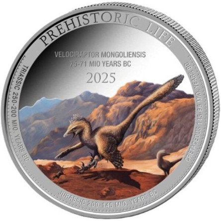Srebrna Moneta Prehistoric Life II: Velociraptor 2026 Color, 1 uncja - rewers