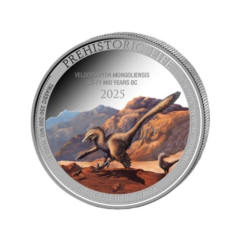 Prehistoric Life II: Velociraptor 2026 Color Silver Coin, 1 oz - Reverse Prehistoric Life II: Velociraptor 2026 Color Silver Coin, 1 oz - Reverse