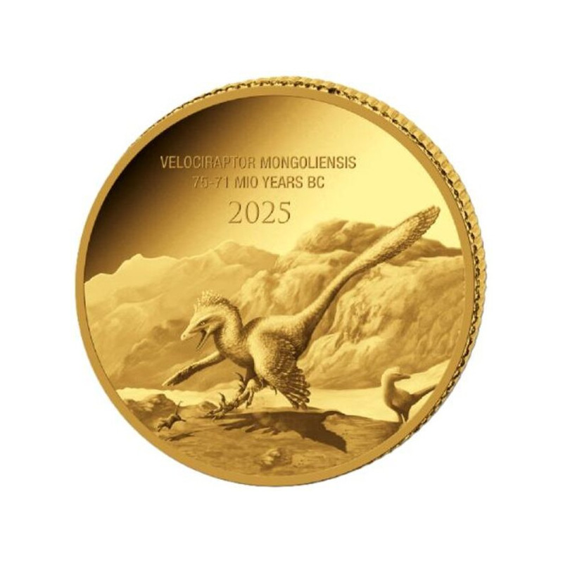 Złota  Moneta Prehistoric Life II: Velociraptor 2026 , 0,5 grama - rewers